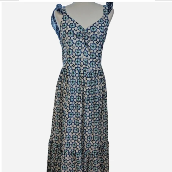 Lucky Brand | Dresses | Lucky Brand Blue And Cream Floral Maxi Dress |  Poshmark
